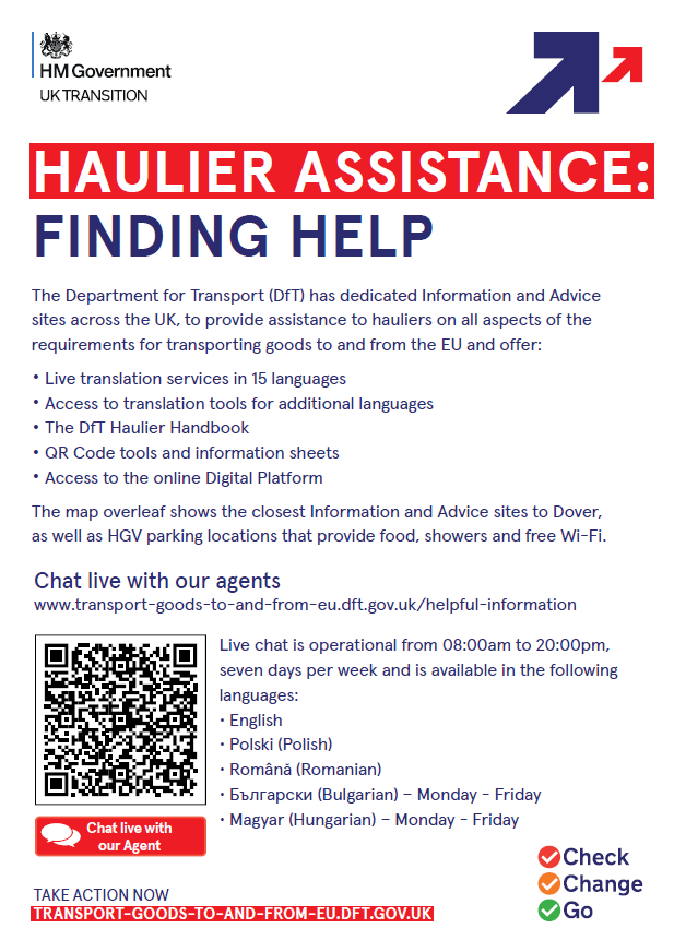 UK government haulier assistance finding help